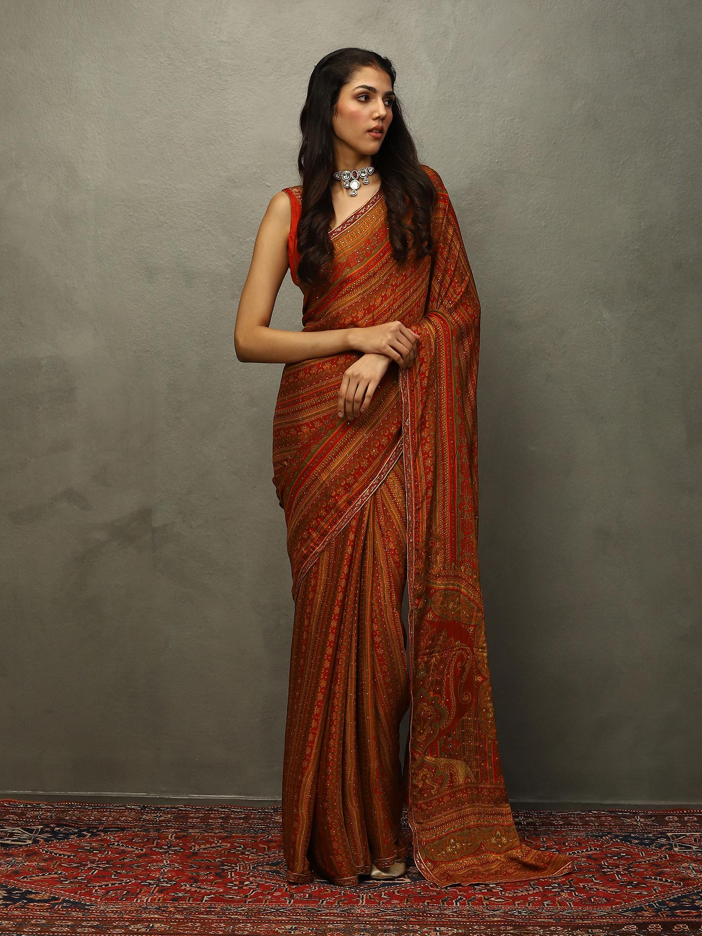 Red & Beige Vasu Saree